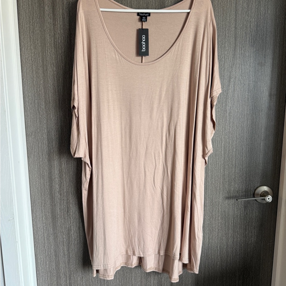 Boohoo Tan Oversized Short Sleeve Tunic